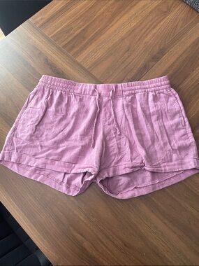 Pink / purple linen drawstring shorts